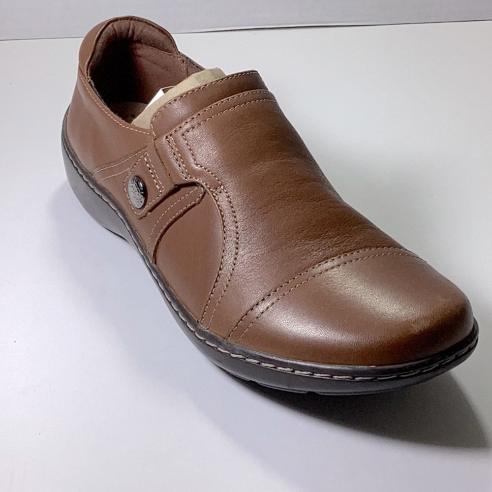 Clarks Brown Leather Slip-On Loafers